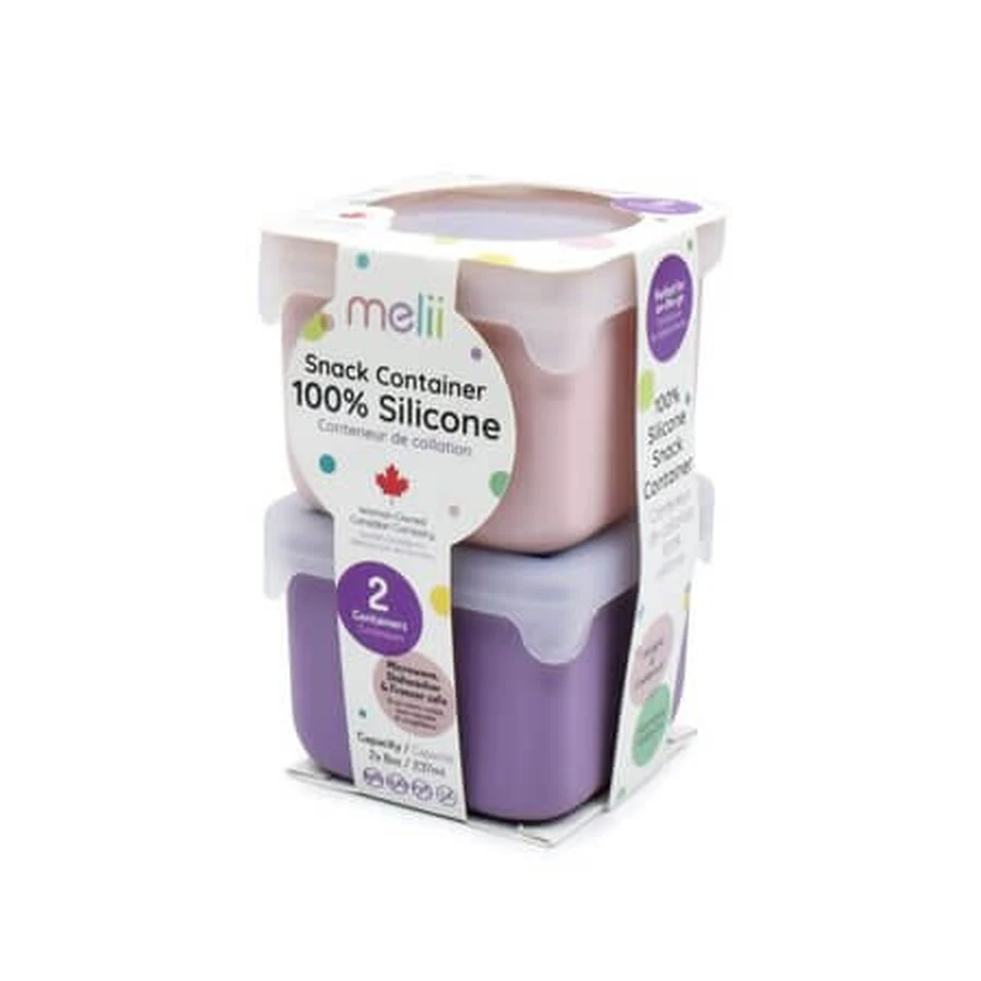 Juego de 2 recipientes de silicona, rosa y morado, Melii