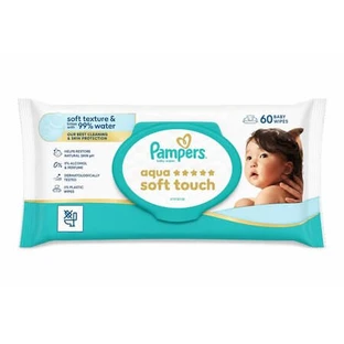 Chusteczki nawilżane Aqua Soft Touch, 60 sztuk, Pampers