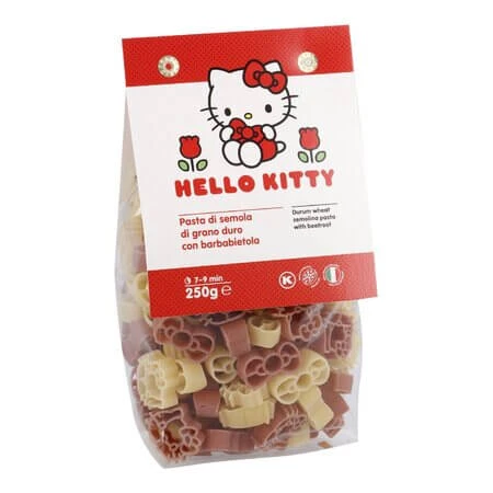 Hello Kitty-pasta van durumtarwe en rode biet, 250 g, Dalla Costa