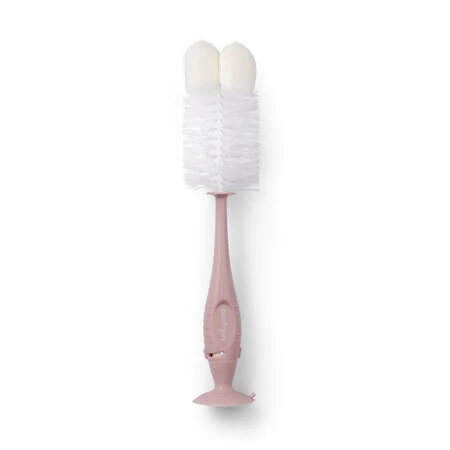 Fles- en fopspeenborstel met zuignap, roze, Babyono
