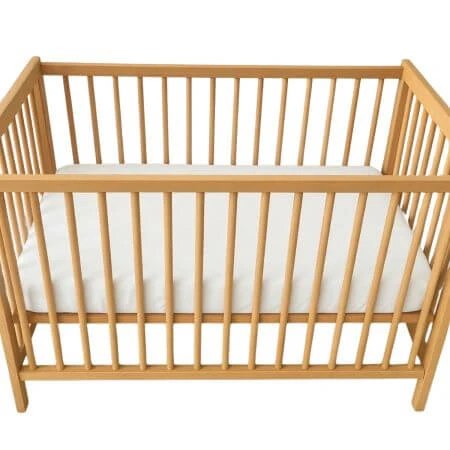 2-in-1 dubbellaags katoenen hoeslaken met elastiek en waterdichte voering, 60 x 120 cm, wit, Twindeco