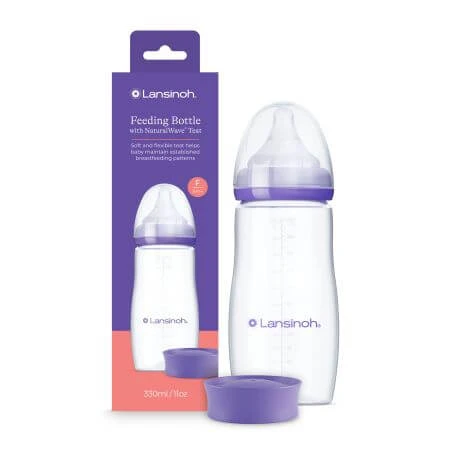 NaturalWave Fast-Flow-fles met speen, vanaf 6 maanden, 330 ml, Lansinoh