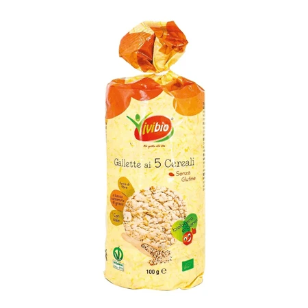 Glutenvrije biologische crackers met 5 graansoorten, 100 g, ViviBio