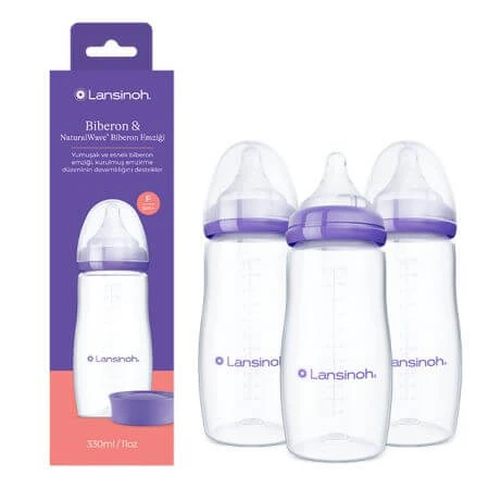 NaturalWave Fast-Flow-flessenset met speen, vanaf 6 maanden, 3 x 330 ml, Lansinoh
