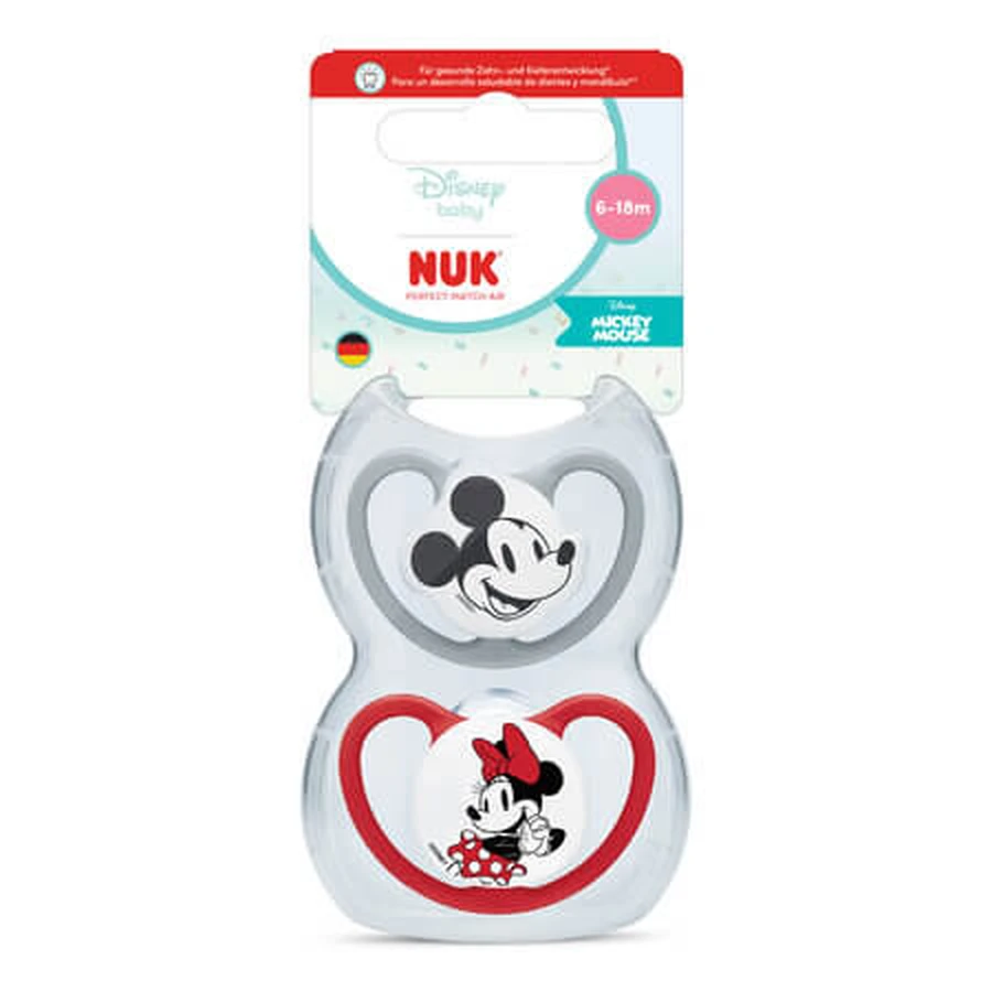 Perfect Match Air Pacifier Set, Mickey/Minnie, 6–18 months, 2-pack, Nuk