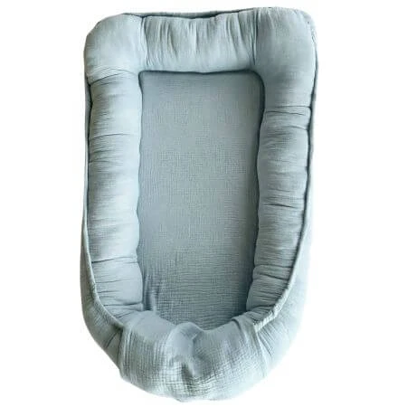 Mousseline-babynestje met 2 kanten, babyblauw, vanaf 0 maanden, Twindeco