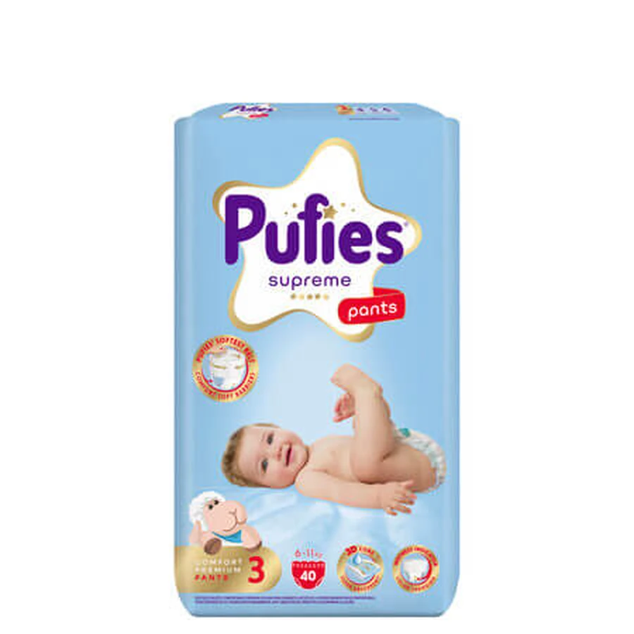 Supreme Pull-Ups, rozmiar 3, 6–11 kg, opakowanie 40 sztuk, Pufies: ceny i cechy