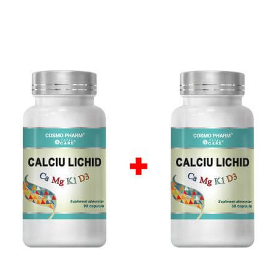 Pachet Calciu Lichid, 90 + 30 capsule, Cosmopharm