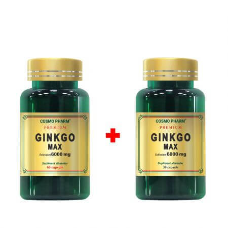 Confezione Ginkgo Max, 6000 mg, 60 + 30 capsule, Cosmopharm