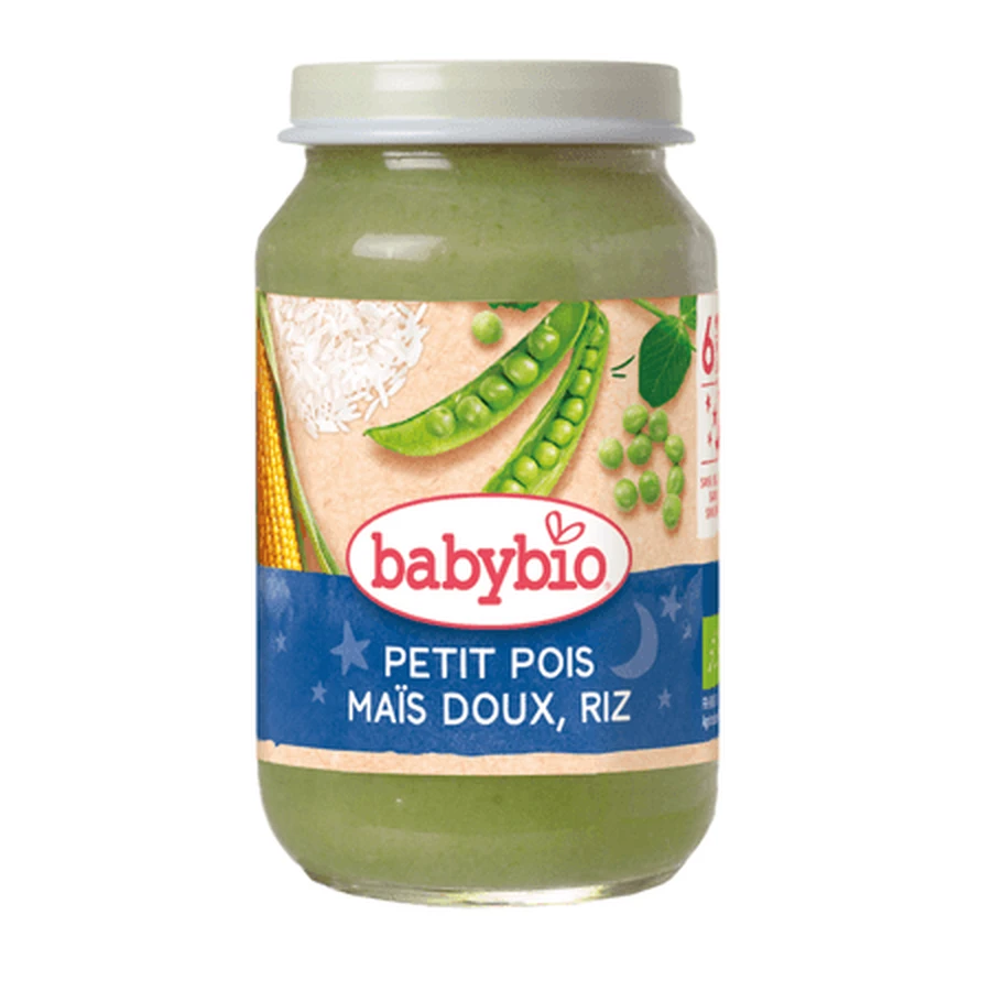 Biologische puree van erwten, suikermaïs en rijst, vanaf 6 maanden, 200 g, Babybio