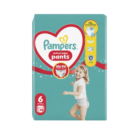 Active Baby-broekjes met inlegger, maat 6, 13–19 kg, 42 stuks, Pampers