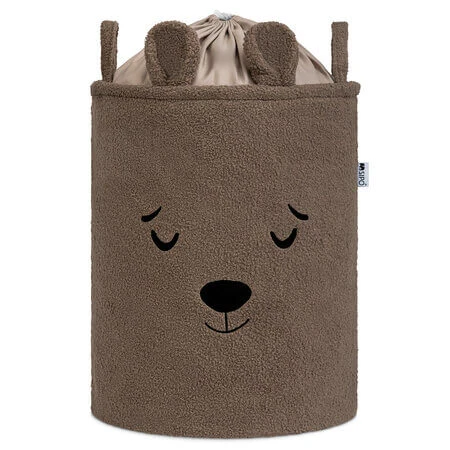 Opvouwbare opbergmand, bruin, pluizige bouclé-speelgoedbeer, 43 l, Sipo