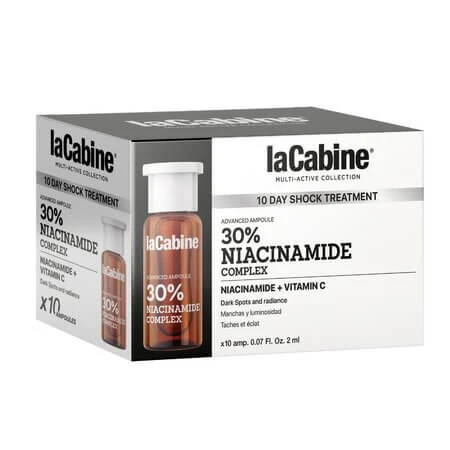 Ampullen tegen donkere vlekken met niacinamide en vitamine C: geavanceerd complex met 30% niacinamide, 10 x 2 ml, La Cabine
