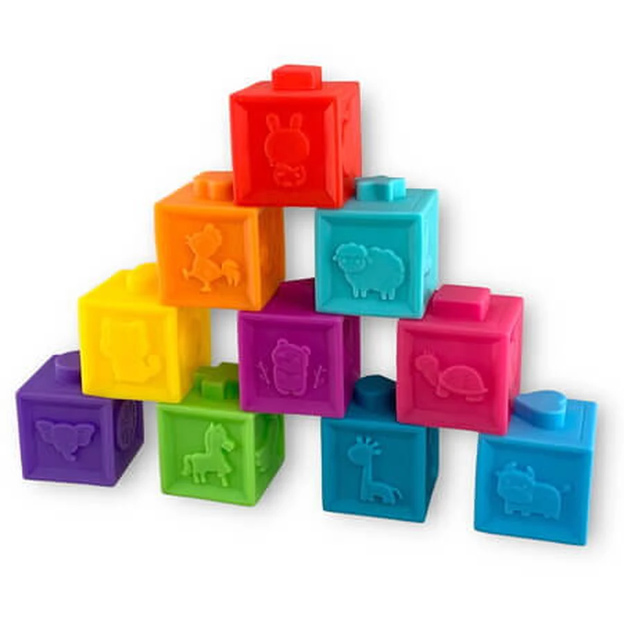 Juego de 10 cubos sensoriales blandos, a partir de 12 meses, Little Learner
