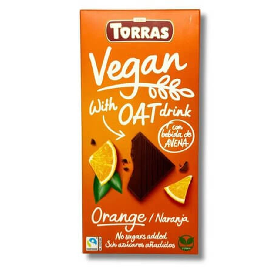 Chocolat aux flocons d'avoine et à l'extrait d'orange, 100 g, Torras