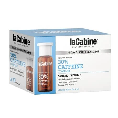 Ampullen met cafeïne en vitamine C voor de oogcontouren, geavanceerd 30% cafeïnecomplex, 10 x 2 ml, La Cabine