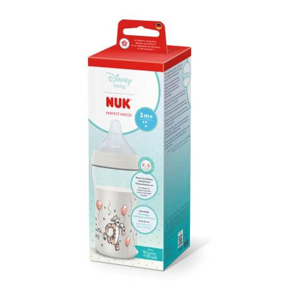 M Perfect Match-fles met siliconen speen, Tigger, vanaf 3 maanden, 260 ml, Nuk