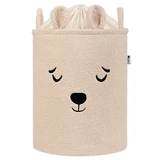 Opvouwbare opbergmand, 43 l, beige, pluizige bouclé-speelgoedbeer, Sipo