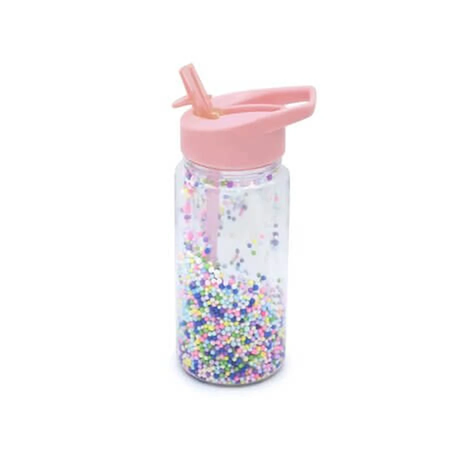 Sticla de apa cu pereti dubli si bile din spuma, Roz, 300 ml, Melii