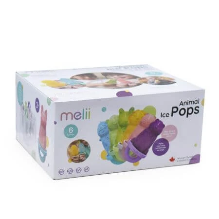 Set van 6 ijsvormpjes met bakje, dieren, Melii