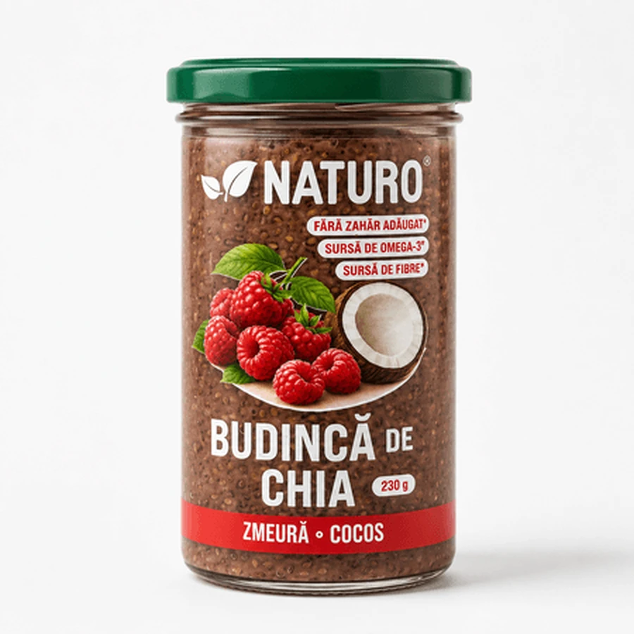 Budinca de chia cu zmeura, 230 g, Naturo