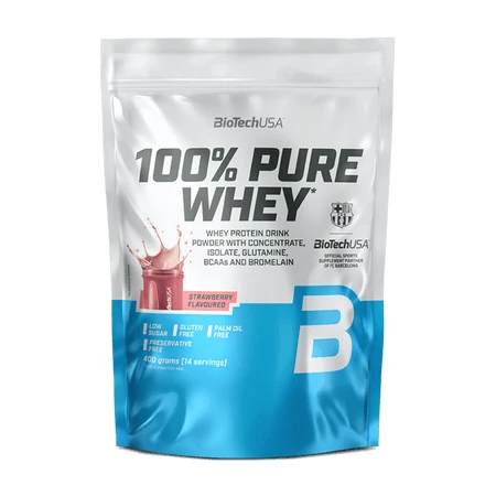100% Pure Whey Protein Shake, Aardbei, 400 g, BioTechUSA