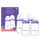 Biberón NaturalWave de flujo medio con tetina, a partir de los 3 meses, 4 x 240 ml, Lansinoh