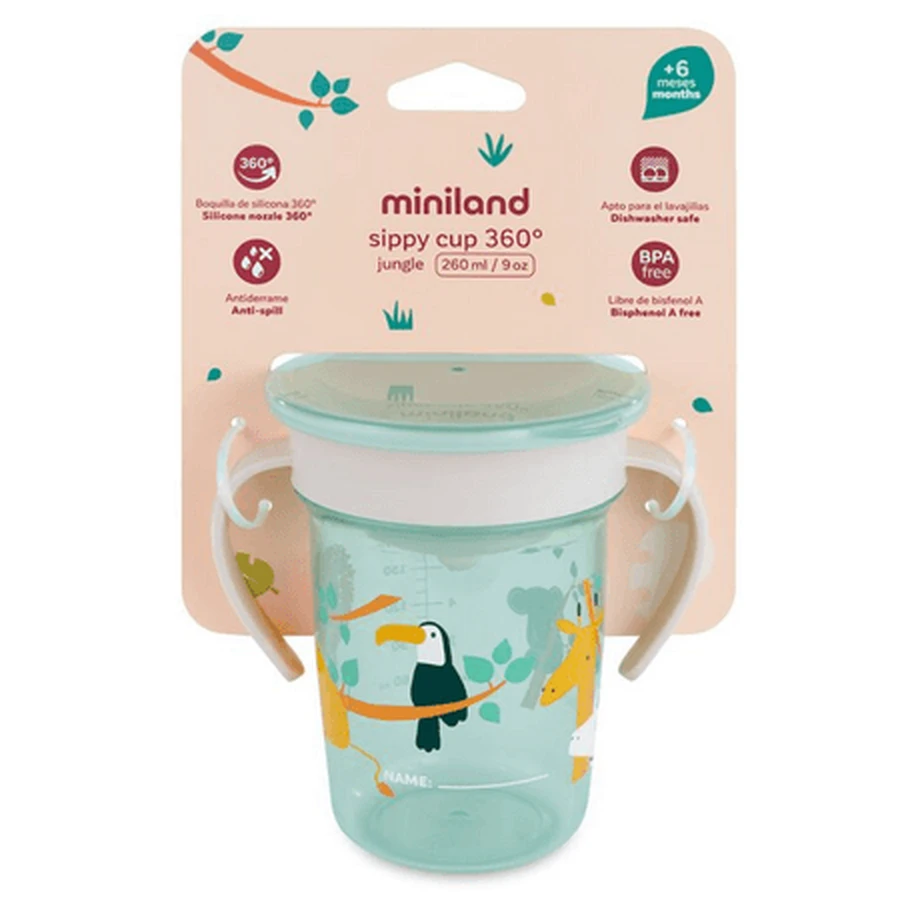 Auslaufsicherer Umstiegsbecher, „Jungle“, ab 6 Monaten, 1 Stück, Miniland
