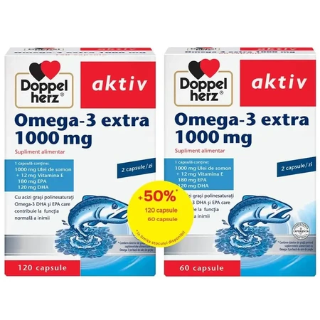Value Pack: 2 x Doppelherz Aktiv Omega 3 Extra 1000 mg x 120 capsules + 60 capsules