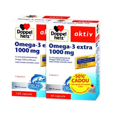 Value Pack: 2 x Doppelherz Aktiv Omega 3 Extra 1000 mg x 120 capsules + 60 capsules
