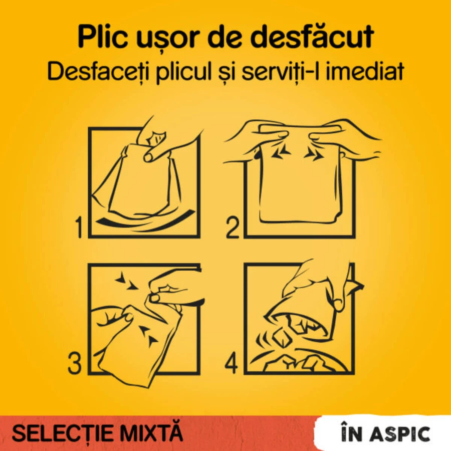 PEDIGREE Selectie Mixtă, XS-XL, Vită și Pasăre, plic hrană umedă câini, (în aspic), multipack, 100g x 4buc