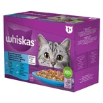 WHISKAS Selections, Pesce, Alimento umido per gatti in bustine (in gelatina), confezione multipla, 85 g x 12