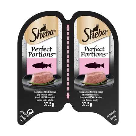 SHEBA Perfect Portions, Lachs, Nassfutter für Katzen in Portionsschalen (Pastete), Multipack, 37,5 g x 6