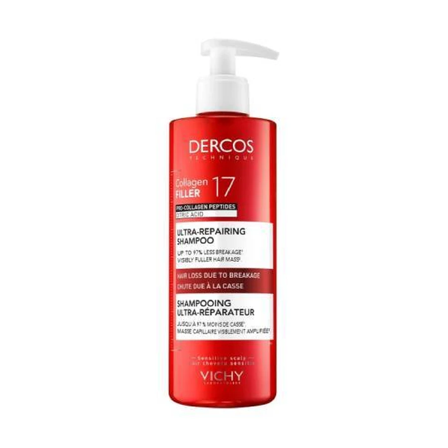 VICHY Dercos Collagen Filler 17 Szampon ultra-regenerujący: Szampon regenerujący do włosów podatnych na łamliwość, 400 ml: ceny i cechy