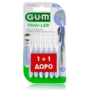 GUM 1312 Szczoteczki międzyzębowe Trav-Ler 0,6 mm x 6, 1 + 1 (50% zniżki na drugi produkt)