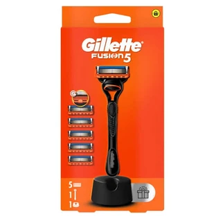 Gillette | Fusion5 Razor, Replacement Heads, 5-Pack &amp; Free Stand | 1 set