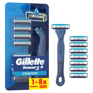 Gillette | Maszynka do golenia dla mężczyzn Sensor3+ Comfort z ergonomiczną rączką i 8 głowicami zamiennymi