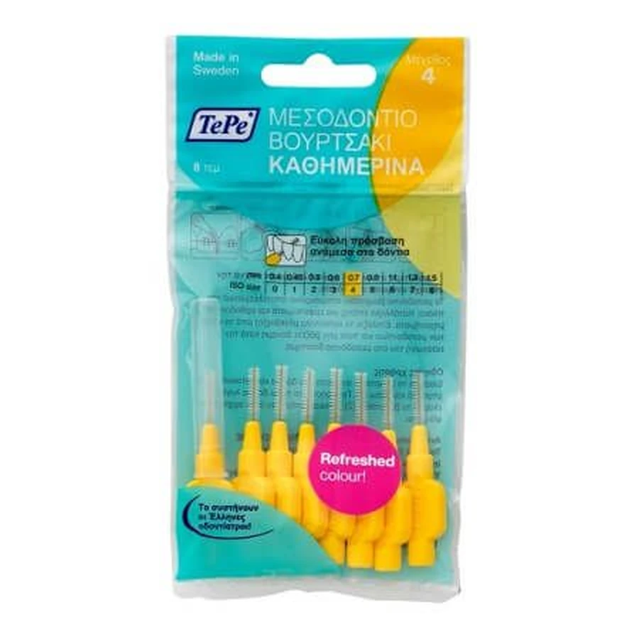Tepe | Interdental Brush 0.7mm | Yellow Interdental Brush | 8 pcs