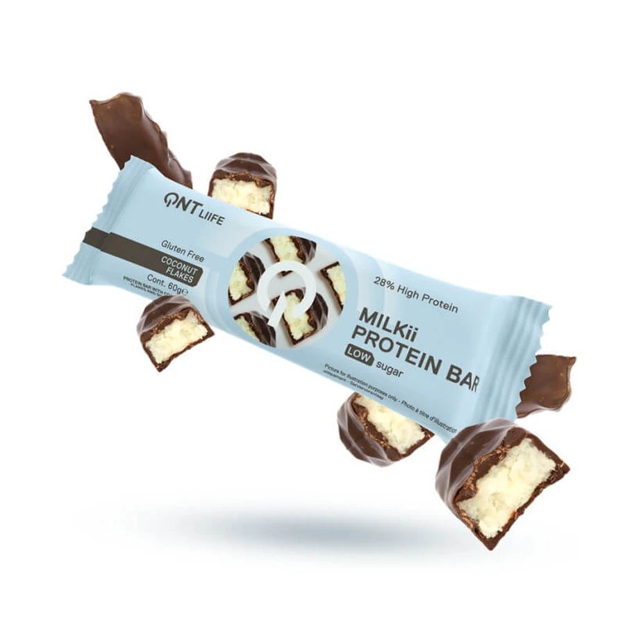 QNT | Milkii Proteinriegel mit 29 % Milchprotein, mit Schokoladen- und Kokosflocken-Geschmack | 60 g 