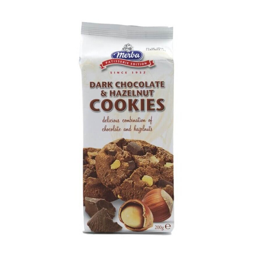 Biscuits au chocolat noir et aux noisettes, 200 g, Merba