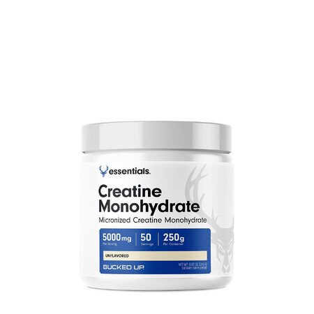 Bucked Up Essentials Creatine Monohydrate, Creatine Monohydrate Sans Arôme, 250 G