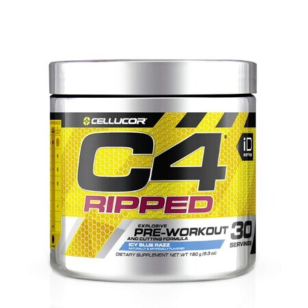Cellucor C4 Ripped Pre-workout, Icy Blue Razz Smaak, 180 G