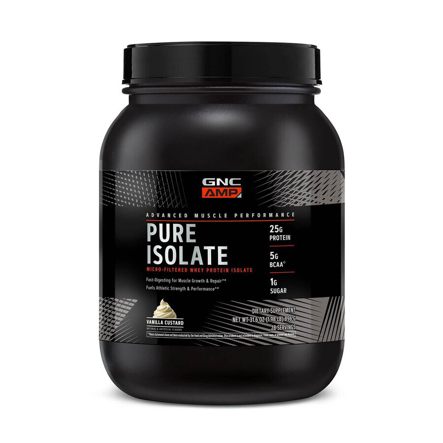 Gnc Amp Pure Isolate, proteine ​​isolate del siero di latte al gusto di vaniglia, 896 G