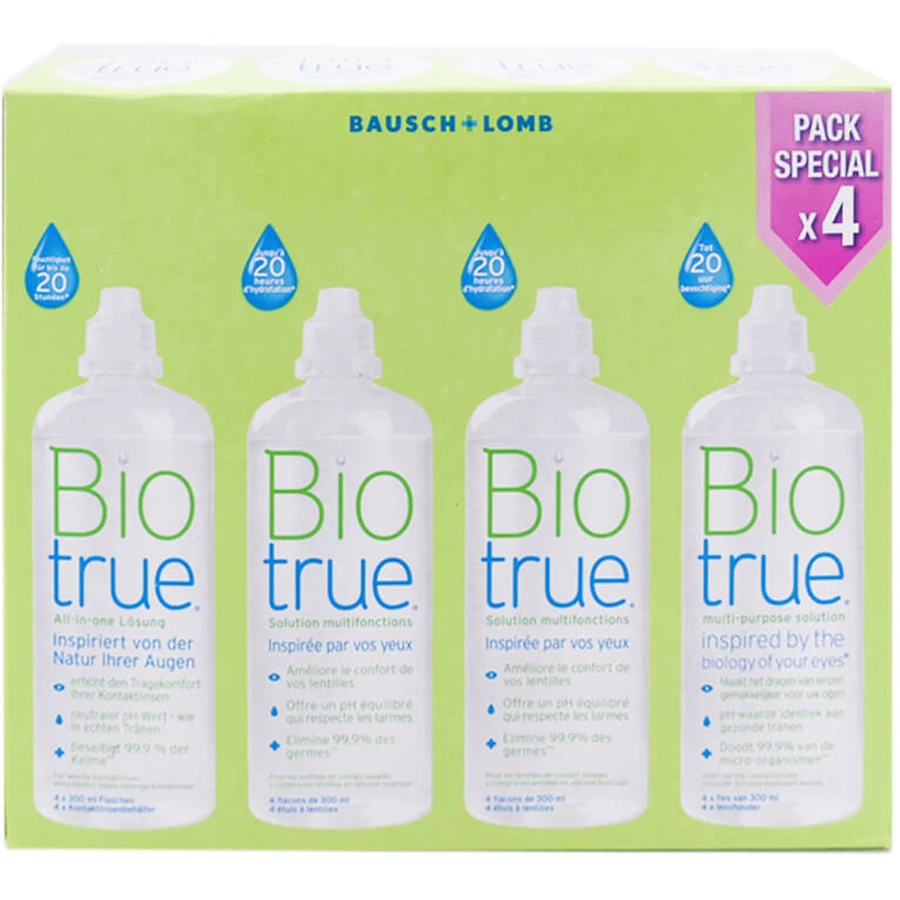 BAUSCH & LOMB BIOTRUE, VERPAKKING VAN 4 FLESSEN VAN ELK 300 ML