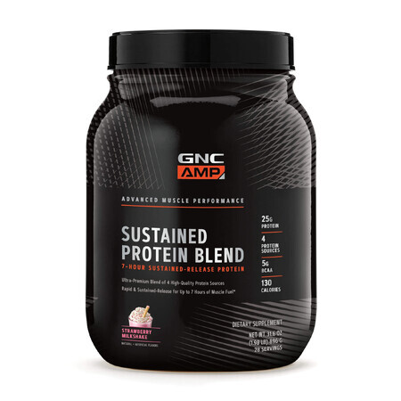 Gnc Amp Sustained Protein Blend, aardbeienmilkshake met eiwitsmaak, 896 G