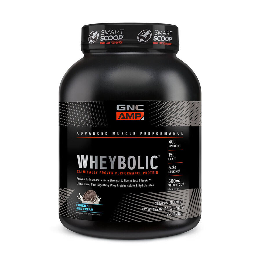 Gnc Amp Wheybolic, Whey Protein, Biscuit and Cream Flavoured, 1300 G