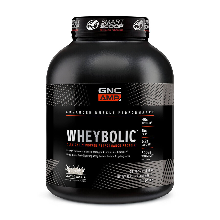 Gnc Amp Wheybolic, Proteína de Suero, Sabor Vainilla, 1699.5 G