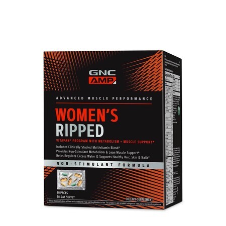 Gnc Amp Women's Ripped Vitapak Niet-stimulerend Programma, 30 pakjes