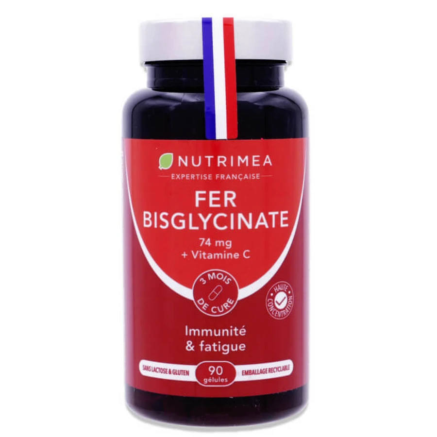 NUTRIMEA IJZERBISGLYCINAAT TER ONDERSTEUNING VAN HET IMMUUNSYSTEEM EN TER VERLICHTING VAN VERMOEIDHEID, 90 CAPSULES