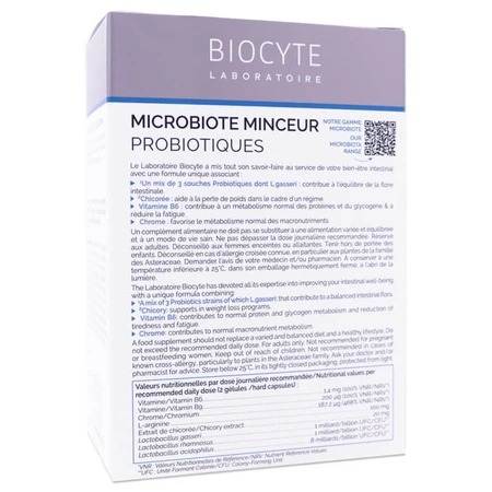 BIOCYTE MICROBIOTE PROBIOTICA VOOR GEWICHTSVERLIES 40 CAPSULES